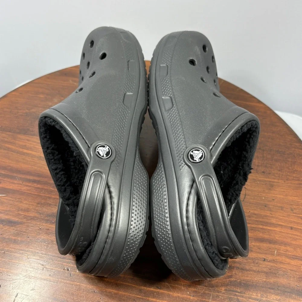 Crocs Classic Lined Clog Sandals M8 W10 Gray Fuzzy Liner Casual Dual Comfort‎